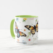 Watercolor garden flowers pattern family name マグカップ (正面左)