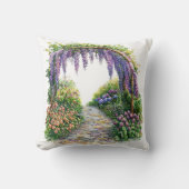 Watercolor Garden Gate Flowery Painting クッション (正面)
