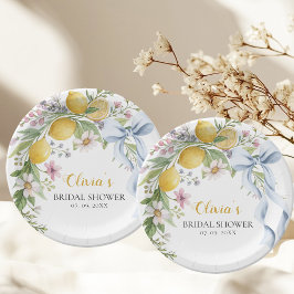 Watercolor Garden Lemon Citrus Bridal Shower  ペーパープレート