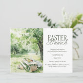 Watercolor Garden Picnic Easter Brunch Elegant  招待状 (スタンド正面)