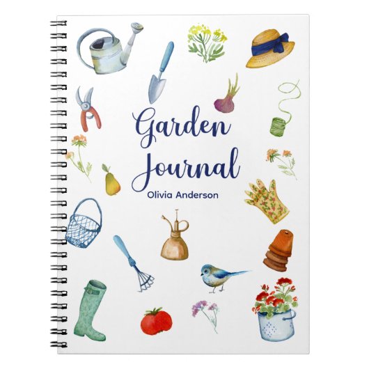 Watercolor Gardening Journal Spiral Notebook  ノートブック (正面)