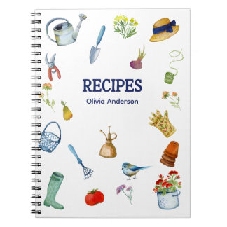 Watercolor Gardening Recipe Notebook ノートブック