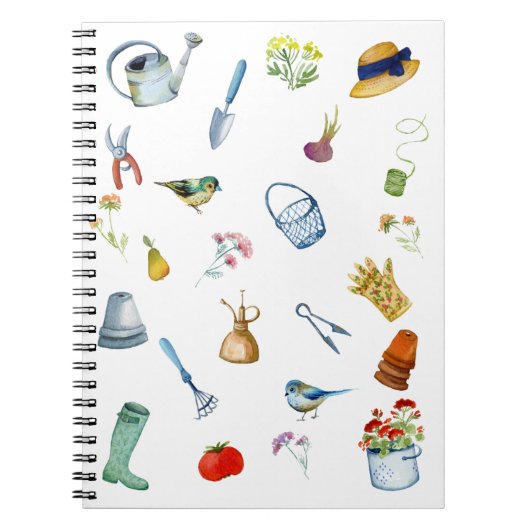 Watercolor Gardening Spiral Notebook ノートブック (正面)