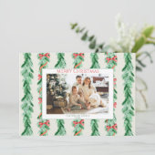 Watercolor Garland Bow Holiday Card 招待状 (スタンド正面)