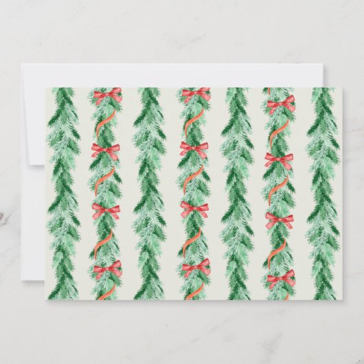 Watercolor Garland Bow Holiday Card 招待状 (裏面)