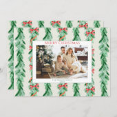 Watercolor Garland Bow Holiday Card 招待状 (正面/裏面)