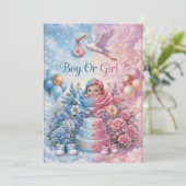 Watercolor Gender Reveal Invitation 招待状 (スタンド正面)