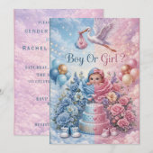 Watercolor Gender Reveal Invitation 招待状 (正面/裏面)