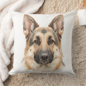Watercolor German Shepherd Face Decorative クッション (ブランケット)