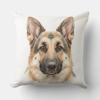 Watercolor German Shepherd Face Decorative クッション
