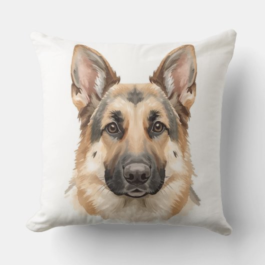 Watercolor German Shepherd Face Decorative クッション (正面)