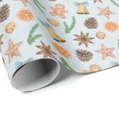 Watercolor Gingerbread and Bells Christmas ラッピングペーパー (ロールコーナー)