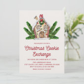 Watercolor Gingerbread House Cookie Exchange Party 招待状 (スタンド正面)