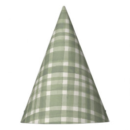 Watercolor Gingham Green Plaid Birthday Party Hat  パーティーハット