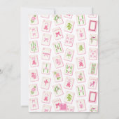 Watercolor Gingham Pink Bow Mahjong Party 招待状 (裏面)