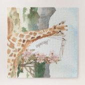 Watercolor Giraffe in African Savannah ジグソーパズル (横)