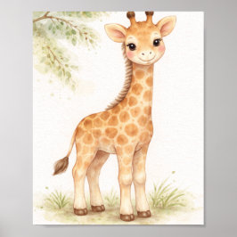 Watercolor Giraffe Nursery Wall Art ポスター