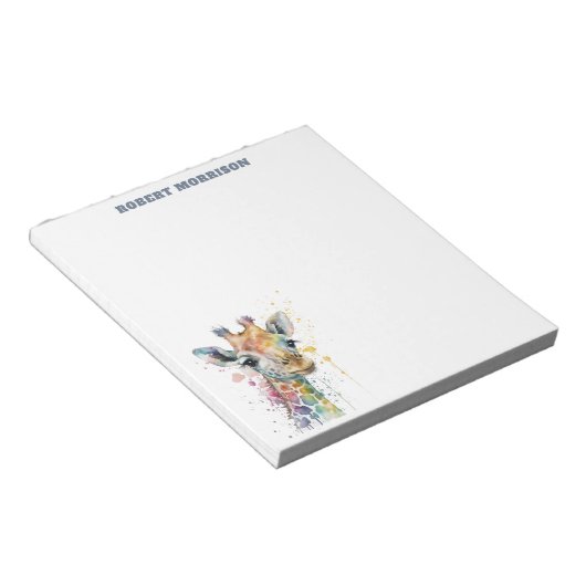 Watercolor Giraffe Sophisticated Notepad ノートパッド (アングル)