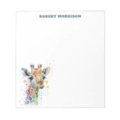 Watercolor Giraffe Sophisticated Notepad ノートパッド (正面)