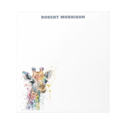 Watercolor Giraffe Sophisticated Notepad ノートパッド (正面)