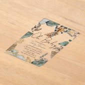 Watercolor Giraffe Wild Baby Shower アクリル招待状 (レイダウン)