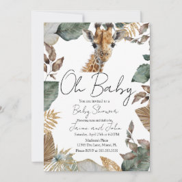 Watercolor Giraffe Wild Baby Shower 招待状