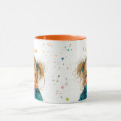 Watercolor Girl with flower Any Name マグカップ (中央)