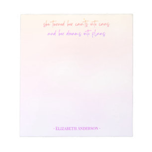 Watercolor Girly Script Dreams into Plans Notepad ノートパッド