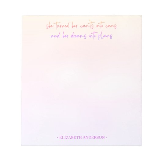 Watercolor Girly Script Dreams into Plans Notepad ノートパッド (正面)