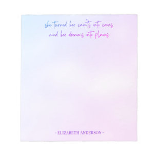 Watercolor Girly Script Dreams into Plans Notepad ノートパッド