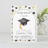 Watercolor Gold Balloon Graduation Invite 招待状 (スタンド正面)