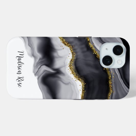 Watercolor Gold Black Personalize Case-Mate iPhoneケース (裏面 (横))