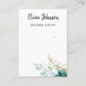 Watercolor Gold Botanical Jewelry Earring Display  名刺 (正面)