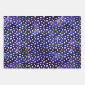 Watercolor Gold Starry & Damask Patterns ラッピングペーパーシート (正面3)