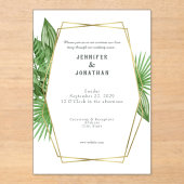Watercolor Gold Tropical Frame Wedding Invitation アクリル招待状 (正面)