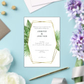 Watercolor Gold Tropical Frame Wedding Invitation アクリル招待状 (インサイチュ (ウェディング))