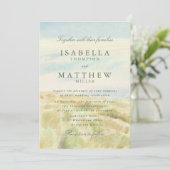 Watercolor Golden Grass Wedding Invitation 招待状 (スタンド正面)