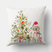 Watercolor Golden Retriever Christmas クッション (裏面)