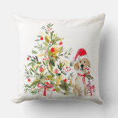 Watercolor Golden Retriever Christmas クッション (正面)