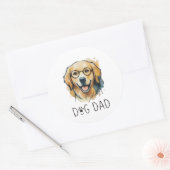 Watercolor Golden Retriever Dog Dad Sticker - Best ラウンドシール (封筒)