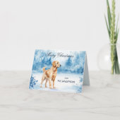Watercolor Golden Retriever Winter Christmas シーズンカード (正面)