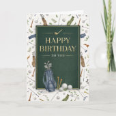 Watercolor Golf Happy Birthday Card for Him カード (正面)