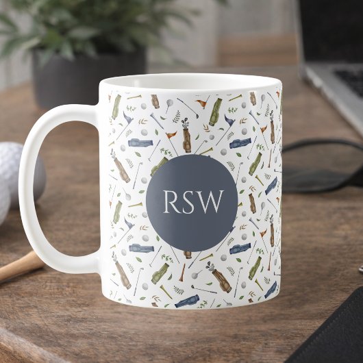 Watercolor Golf Monogram Mug | Birthday for Him コーヒーマグカップ