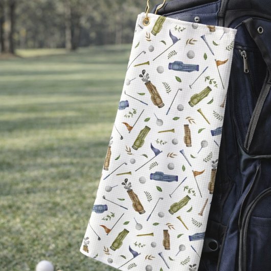 Watercolor Golf Pattern Golf Towel | Golf Gift ゴルフタオル