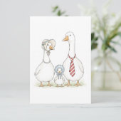 Watercolor Goose Baby Shower Plates サンキューカード (スタンド正面)