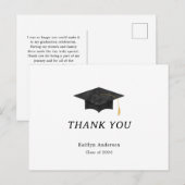 Watercolor Graduation Cap Thank You Postcard ポストカード (正面/裏面)