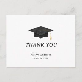 Watercolor Graduation Cap Thank You Postcard ポストカード