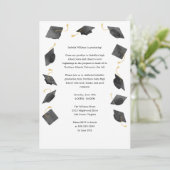 Watercolor Graduation Caps Grad Party Invitation 案内状 (スタンド正面)