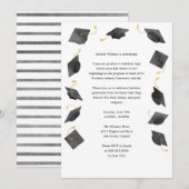 Watercolor Graduation Caps Grad Party Invitation 案内状 (正面/裏面)