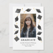 Watercolor Graduation Caps Grad Party Invitation 案内状 (正面)